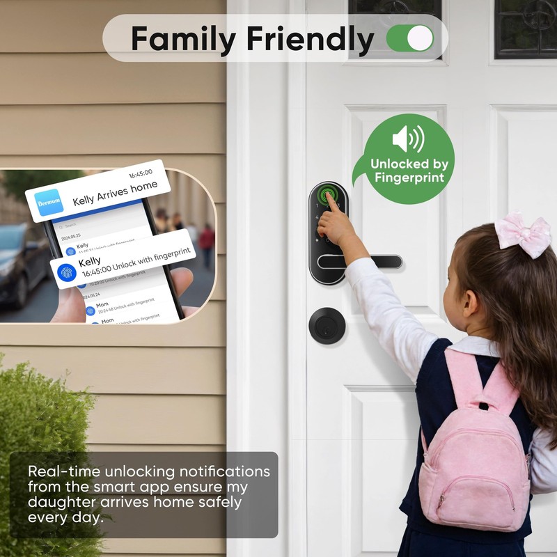Keyless Entry Fingerprint Digital Smart Lock with Handle & Keypad: Electronic... gallery