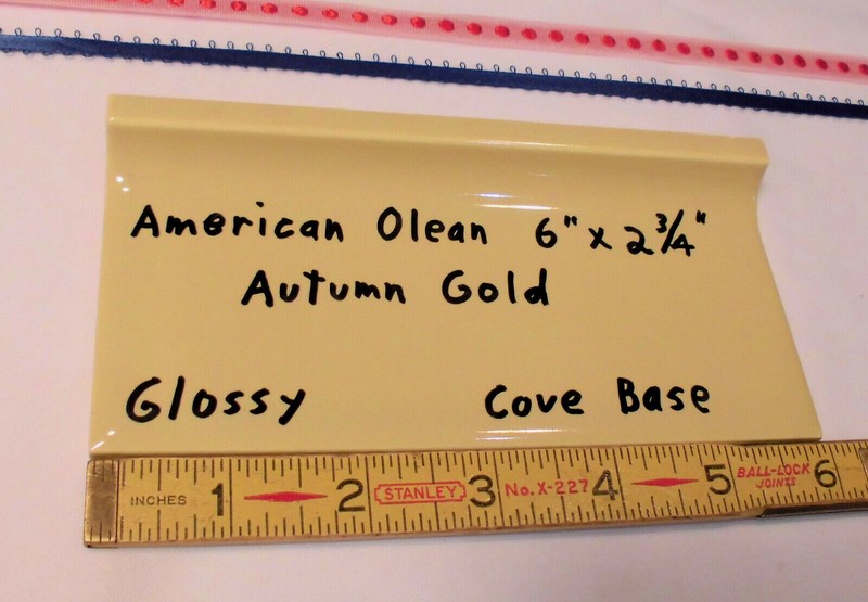 1 pc. *Pale Yellow - Autumn Gold* stack-on cove/base Ceramic Tile 2-7/8" X 6" gallery