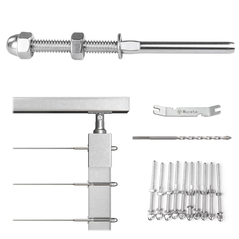 10 Pack 1/8 Cable Railing Hardware Kit for Metal Post T316 Stainless Steel