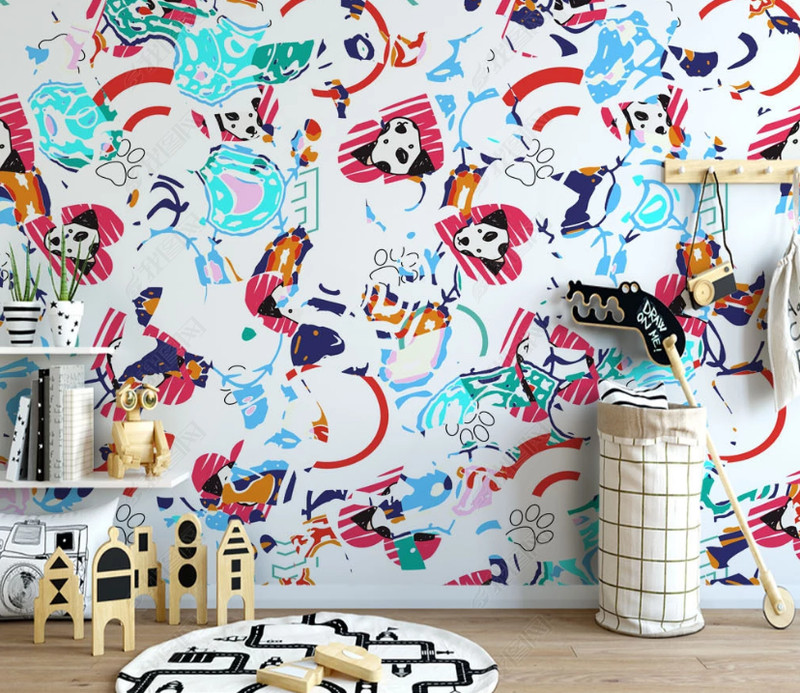 3D Geometry Colorful Art Pattern Self-adhesive Removeable Wallpaper Wall Mural