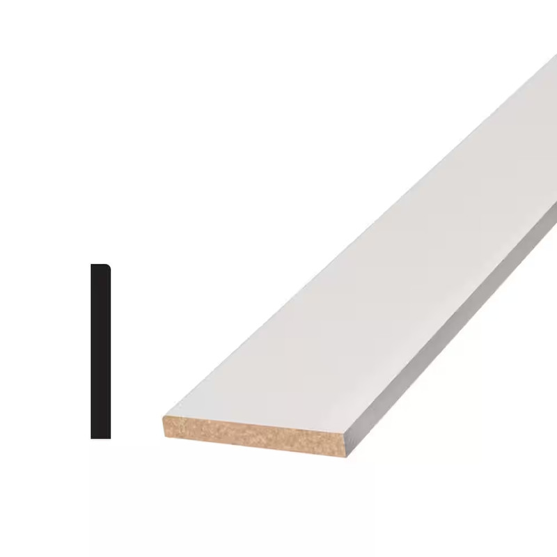 9/16 In. D X 5-1/4 In. W X 96 In. L Primed White Pine Wood Finger-Joint Baseboar