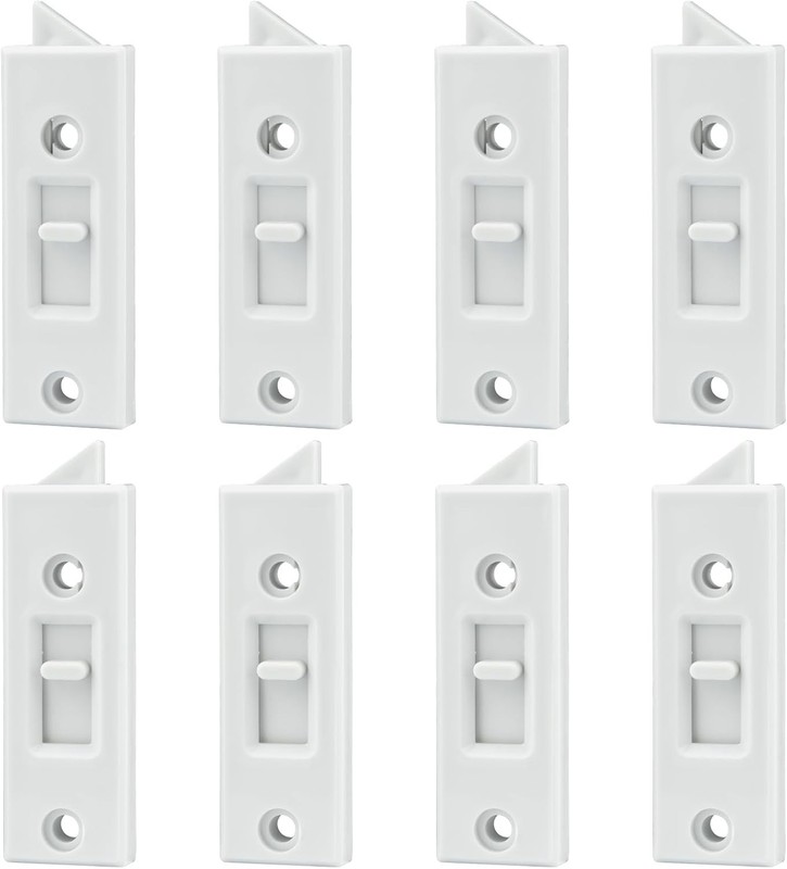 8 Pcs Window Tilt Latch Replacement, 2 Inch Hole Center, White Vinyl Plastic