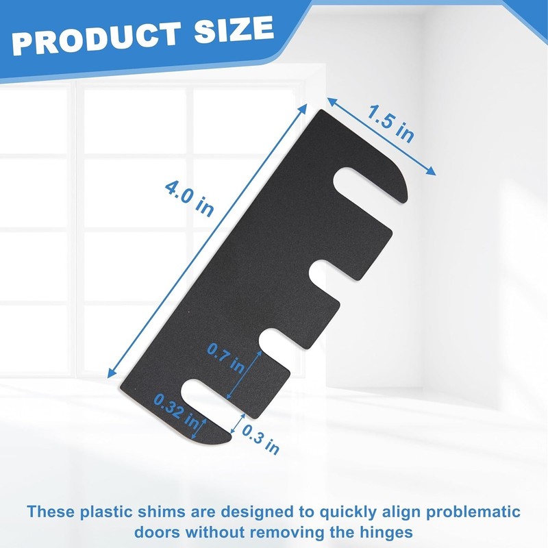 10 Pack Door Hinge Shims - Durable 0.030 Inch Thick PVC for Quick Alignment gallery