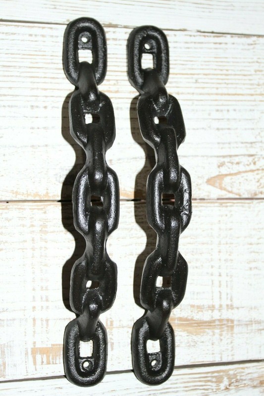 Chain Design Large Door Pull Handle, 11 3/4 inch, Solid cast iron, HW-104 gallery