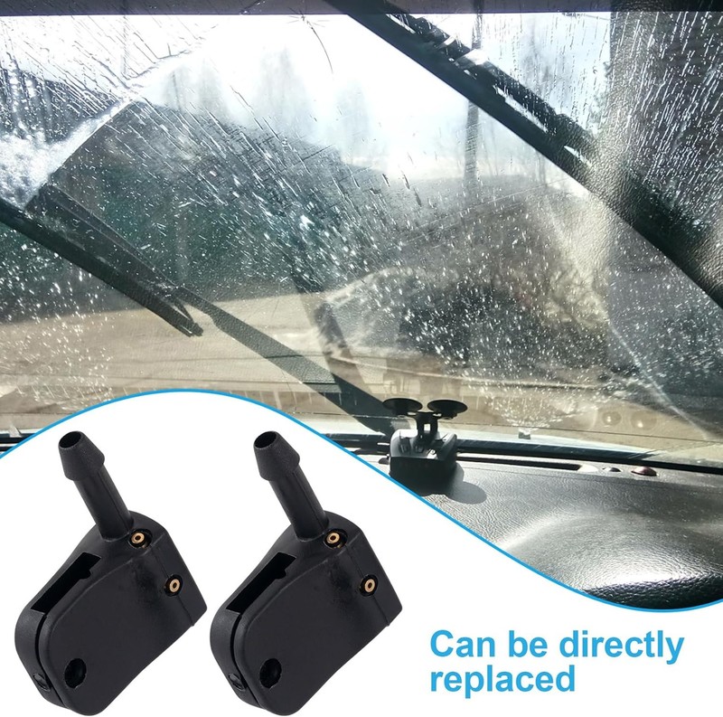 2-Pack Adjustable Aimable Front Windshield Washer Nozzles Replacement for Car Wi gallery