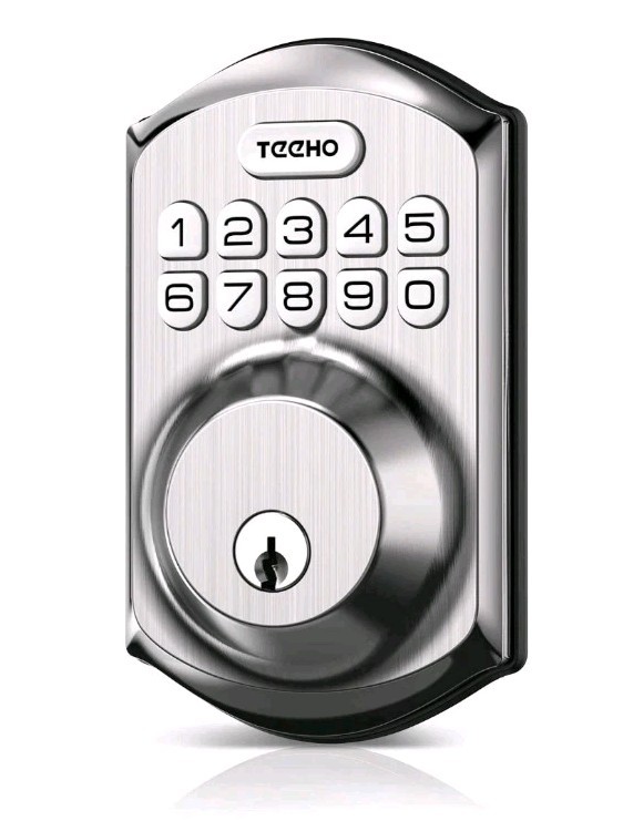 New TEEHO TE002 Keyless Entry Door Lock with Keypad Smart Deadbolt Satin Nickel
