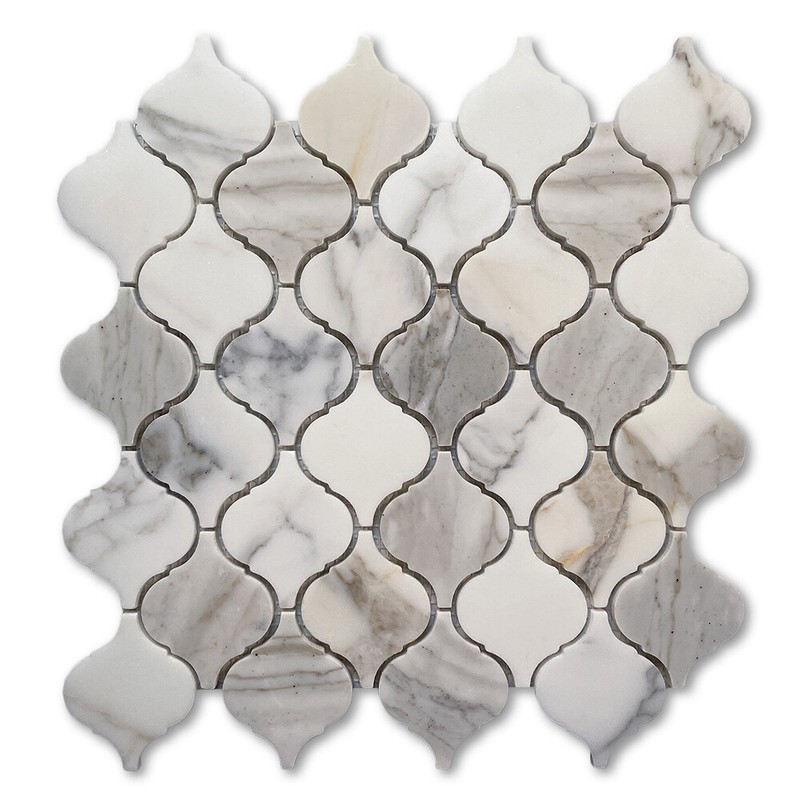 G892XH Calacatta Gold Calcutta Marble Arabesque Lantern Mosaic Tile Honed