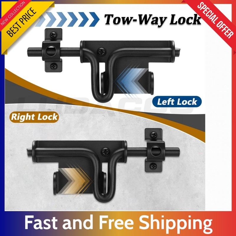 Slide Bolt Gate Latch Door Lock – Heavy Duty Black Latch for Fence Shed Barn New