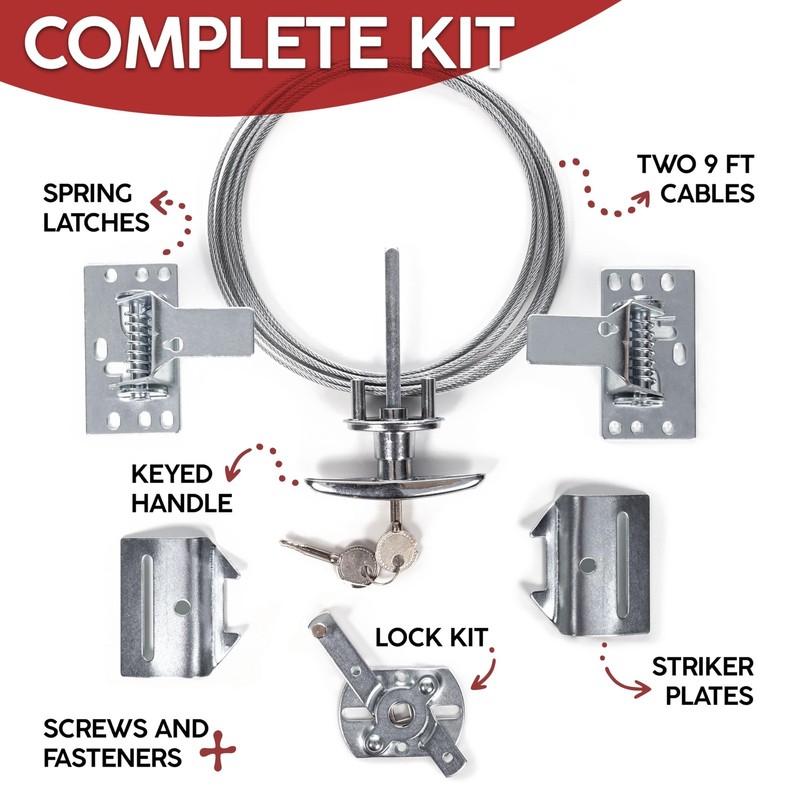 Garage Door Lock Kit, Complete Set with Spring Latch and Keyed Handle, Home I... gallery