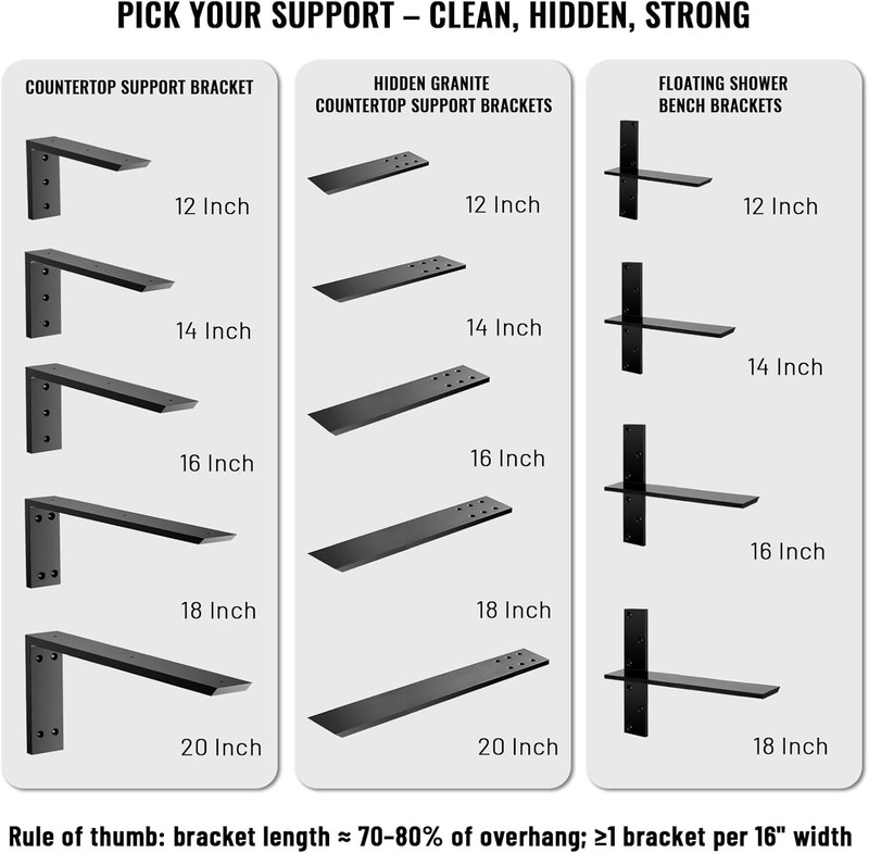 Countertop Support Bracket 14 Inch 4 Pack (3/8" Thick),Premium Heavy Duty Granit gallery