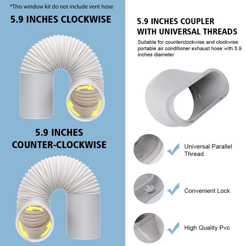 Portable Air conditioner Window Kit, Adjustable 1 Count (Pack of 1), Gray gallery