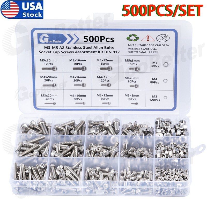 Button Head /Flat/Socket Cap Screws Allen Bolts Hex Drive Stainless With Nuts gallery