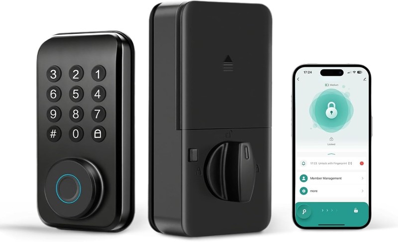 Smart Door Lock – Fingerprint – Digital Password – Key Entry – Tuya App Deadbolt