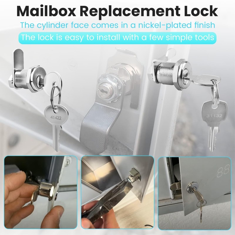 2 PCS Universal Mailbox Locks Replacement Cam Lock Keyed Alike S4573 MP4945 gallery