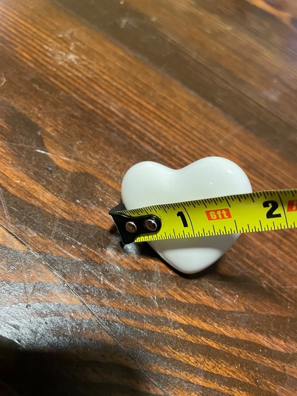 White Ceramic Heart Drawer Knobs With Metal Fittings Set Of 2 Miwest CBK gallery