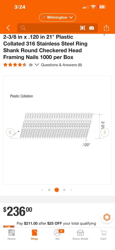 New GRIP RITE Collated framing nails 2-3/8"x 120 1000ct Plastic Strip Round Head gallery