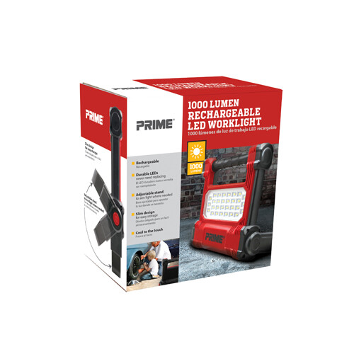 Prime LEDRS01 Ultra LED Portable Worklight 1000 Lumen Rechargeable AC/DC Switch