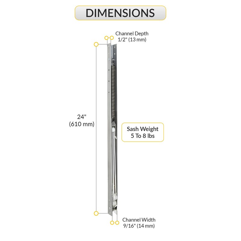 Brixwell Window Channel Balance Without Sash Guide 24" L 5 To 8 Lbs Sash Weight gallery