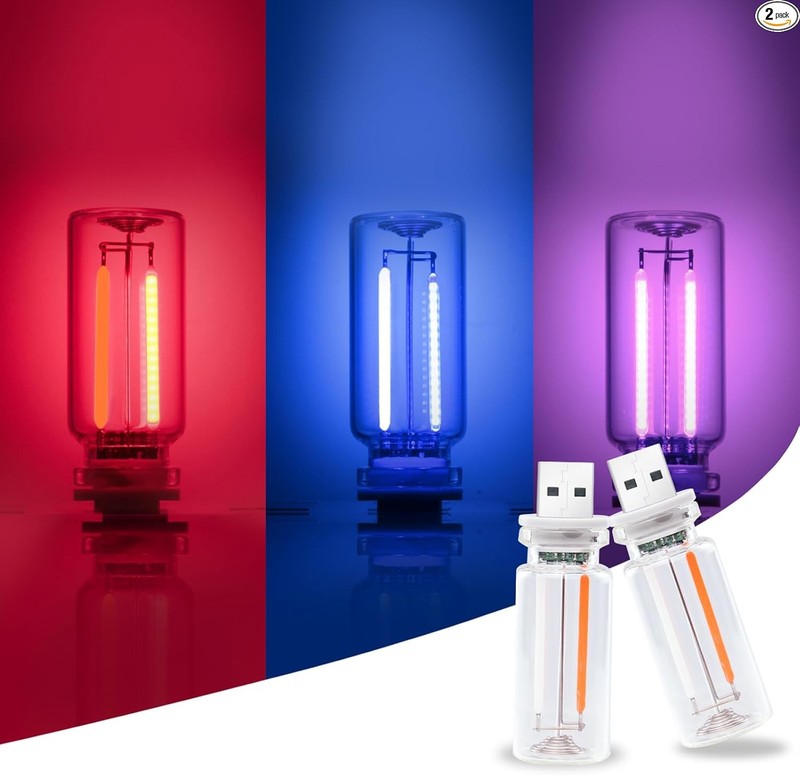 2-Pack 3-Color USB Touch Dimmable LED Night Light for Bedroom Color: Red+Blue