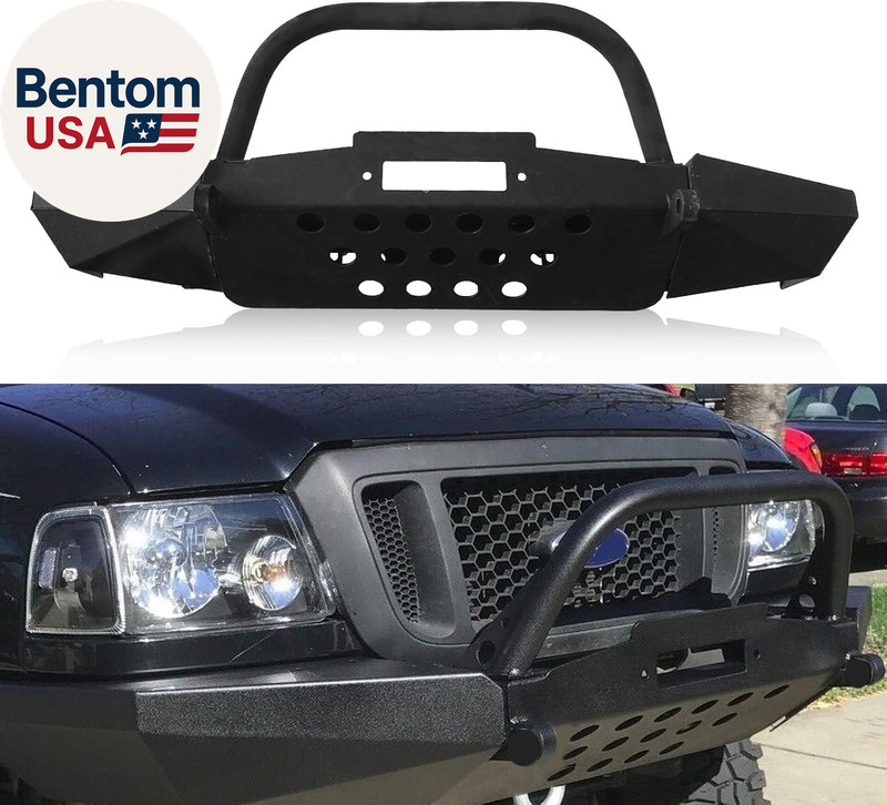 Offroad Front Bumper Fit for Ford Ranger 1998-2011, W/Winch Plate D-Rings Shackl