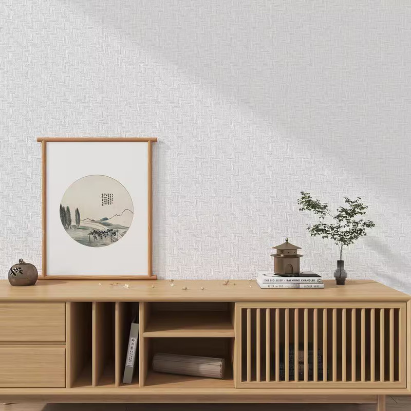 White Solid Color Grasscloth Textured Contact Paper Peel and Stick Wallpaper Rol gallery