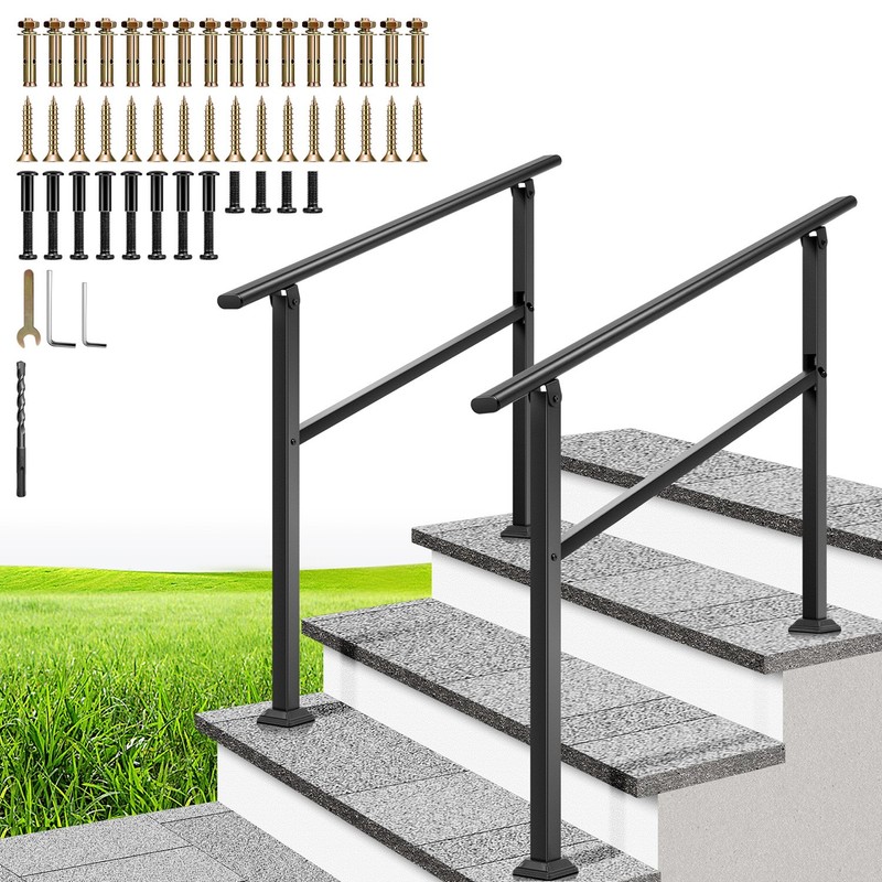 2Pack 3 Step Hand Rails Outdoor Steps Galvanized Steel Stair Railing Kit Porch