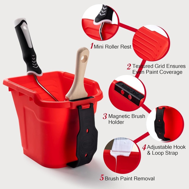 7-Pack Large Capacity Paint Buckets with Liners & Magnet Design gallery