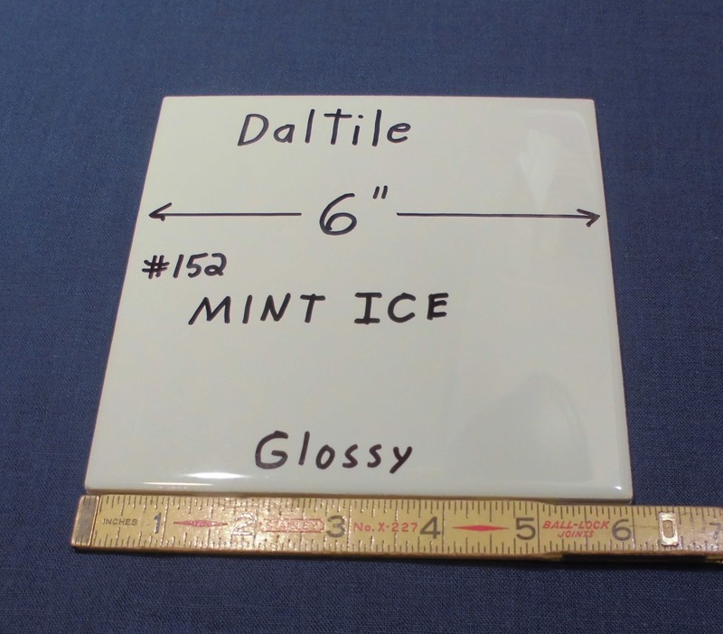 1 pc. Glossy Ceramic Tile *Mint Ice* 6" by Daltile...very light mint green gallery