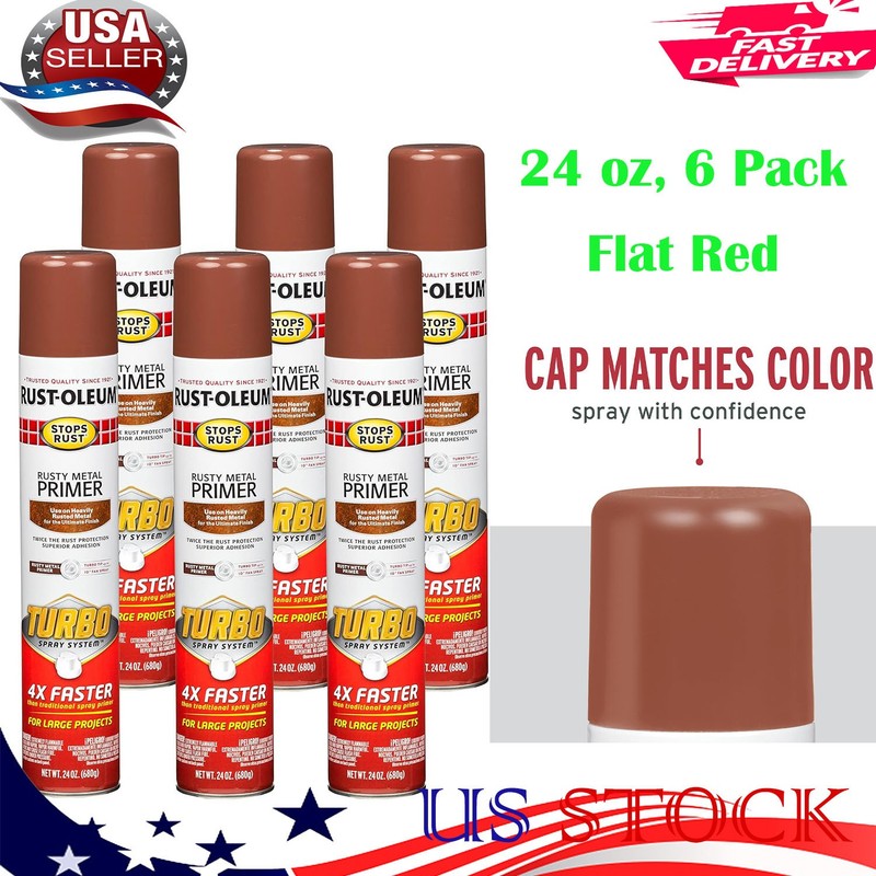 Rust-Oleum Stops Rust Turbo Spray System Rusty Metal Primer Spray, 24 oz, 6 Pack