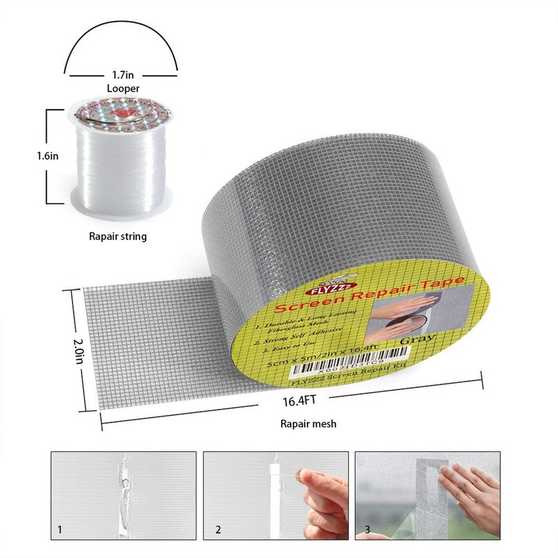 FLYZZZ Window Screen Repair Kit Tape with Stitching Thread, Gray(16.4FT), Wat... gallery