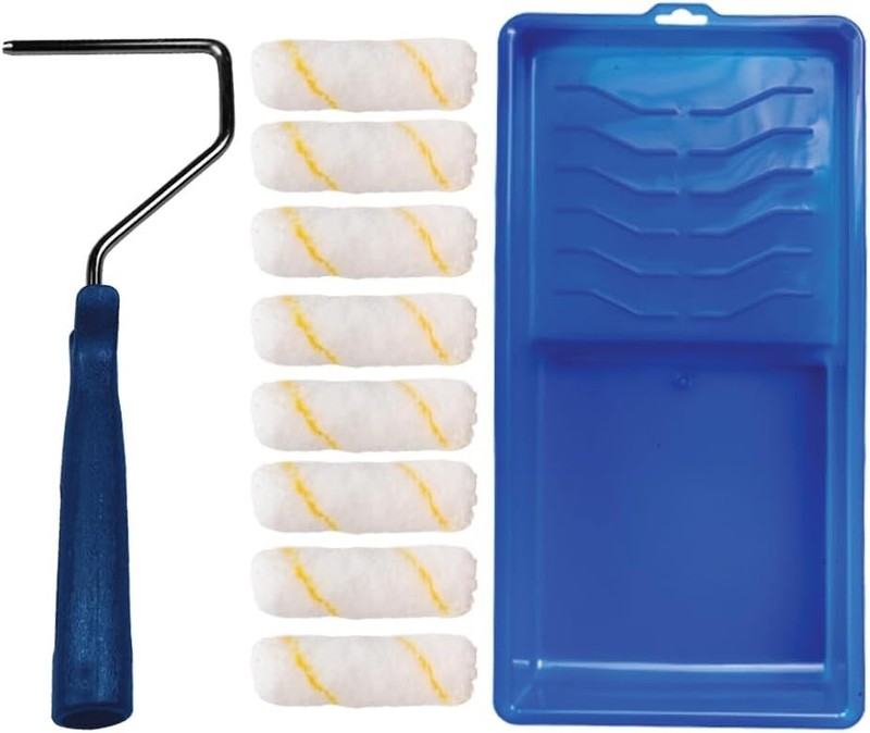 Pro Grade – Paint Roller Tool Kit – 10 Piece Painting Set – Mini Plastic Paint T
