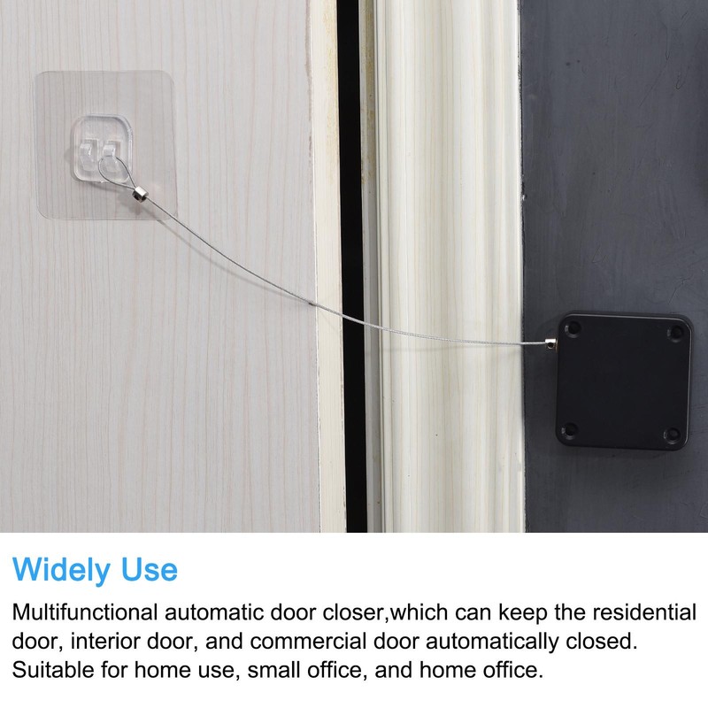 Punch Free Automatic Sensor Door Closer,ABS Closer,with Steel Wire,1200g Black gallery