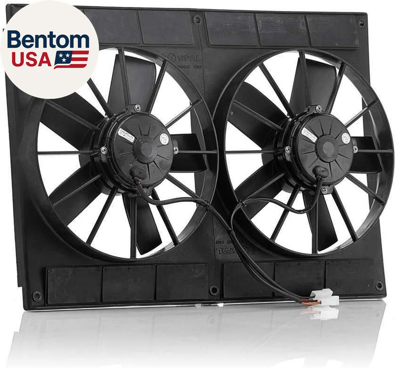 75007 High Torque Radiator Fan, 11″ Dual Puller, Euro Black with Paddle Blades