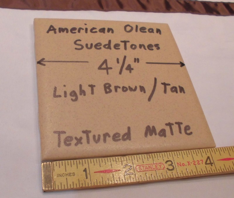 1 pc. *Light Brown* Ceramic Tiles *Suedetones* by American Olean Co. 4-1/4" NOS gallery