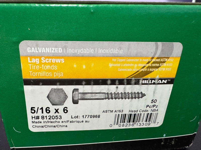 5/16 In. x 6 In. Galvanized Hex Lag Screw (50 Ct.) 812053 HILLMAN