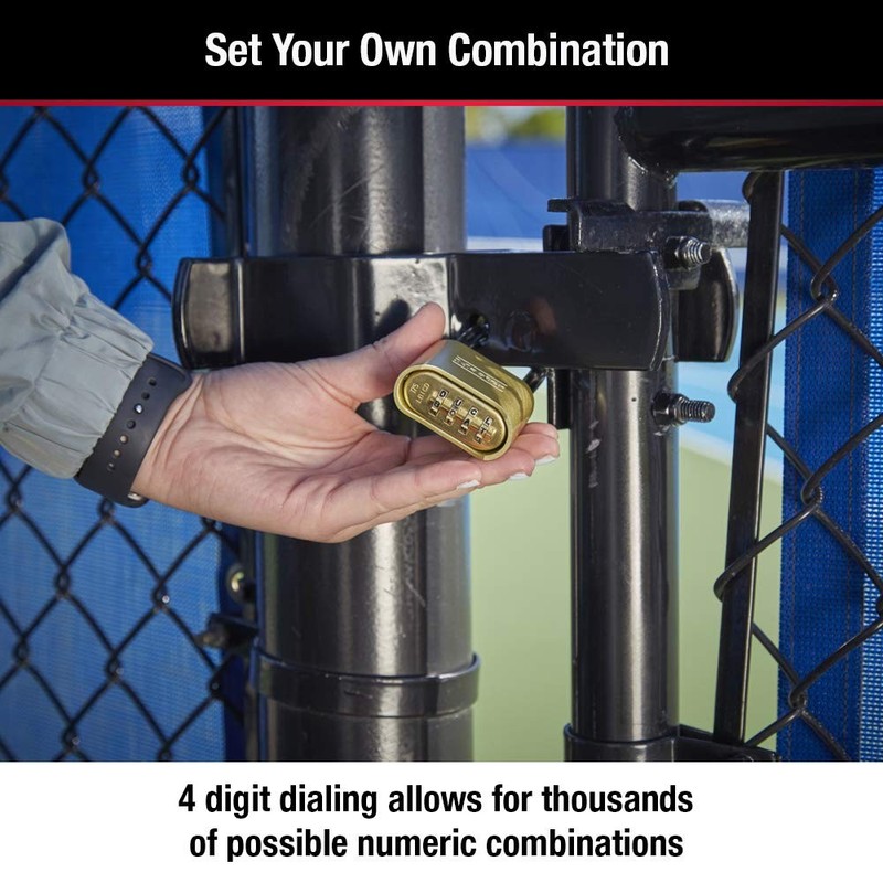 Master Lock Brass Combination Lock, Gate for Outdoor Fence 2 Pack, Gold gallery