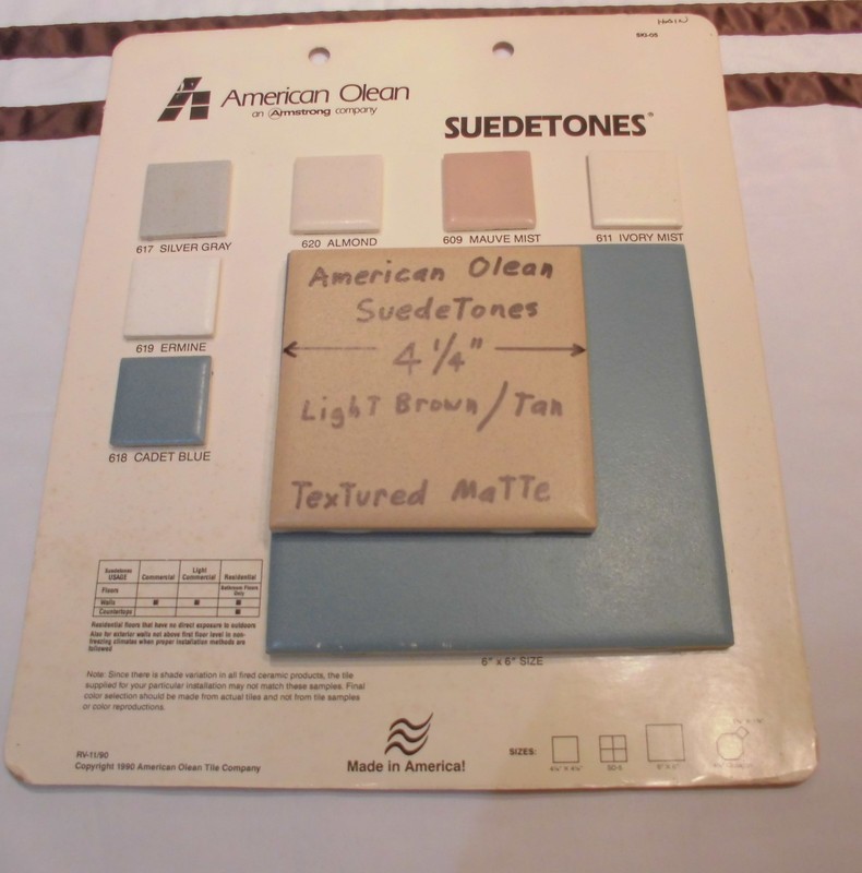 1 pc. *Light Brown* Ceramic Tiles *Suedetones* by American Olean Co. 4-1/4" NOS gallery