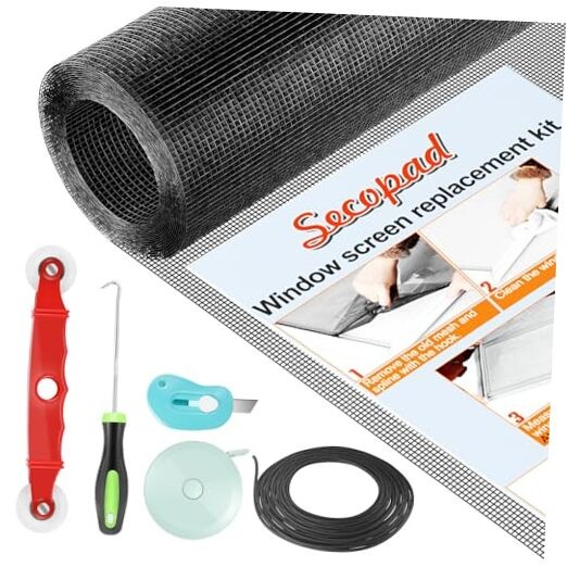 Window Screen Door Repair Kit, 39″ x 78″ Screen Door Mesh 39in x 78in Black