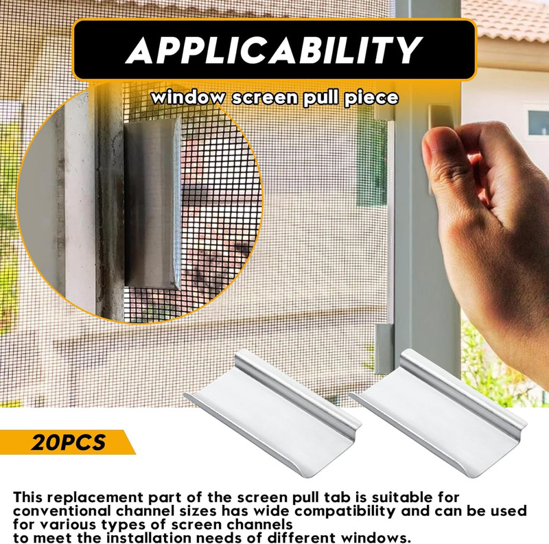 Universal Aluminum Window Screen Pull Tabs, 20-Pack Durable C-Shaped Clips gallery
