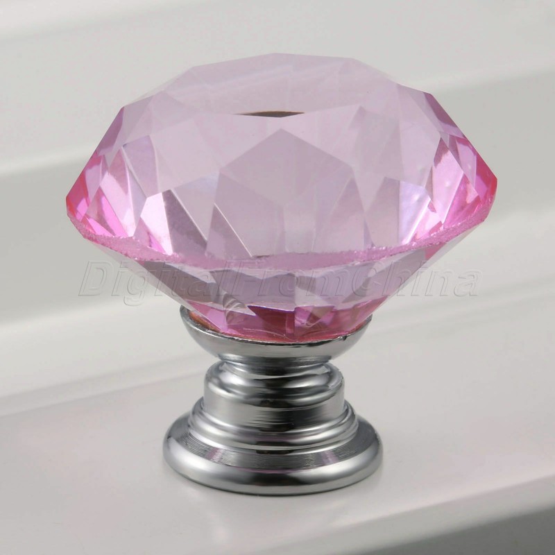 Pink 30mm Knobs Pull Handle Crystal Glass Cabinet Drawer Cupboard 1/2/12Pcs New gallery