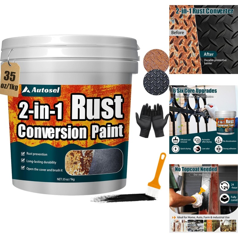 2-in-1 Rust Converter & Metal Primer – Heat Resistant Black Anti-Rust Paint 35oz
