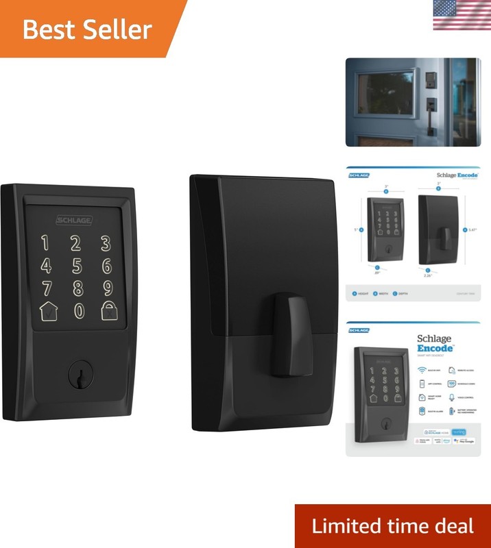 Encode Smart WiFi Deadbolt Lock - Keyless Entry in Matte Black for Home Security