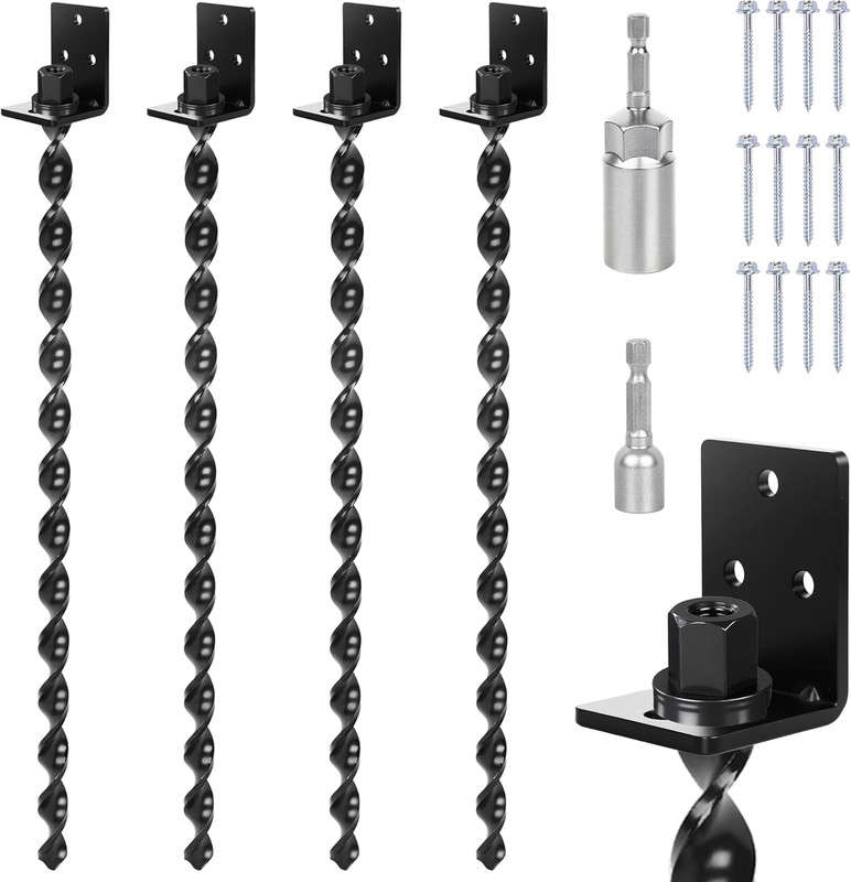 24″ Heavy Duty Ground Anchors Screw In, Set of 4 Mobile Home Anchors, Multi-Purp
