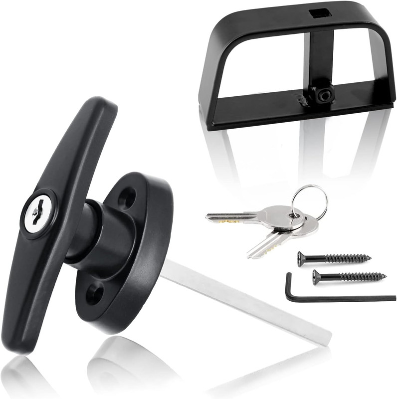 Shed Door Latch T-Handle Lock Kit with 2 Keys, 4-1/2″ Stem Storage Barn Shed Doo