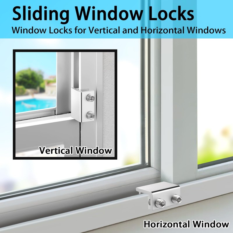 Window Locks,4 Pack Sliding Window Locks with Key for Vertical & Horizontal S... gallery