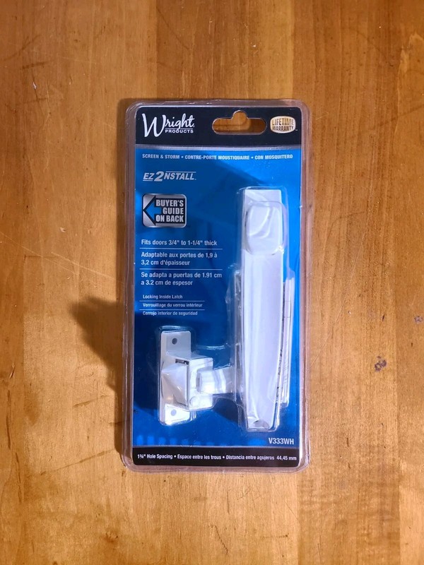 Wright Products V333WH Screen & Storm Door Pushbutton Door Latch White New NIP