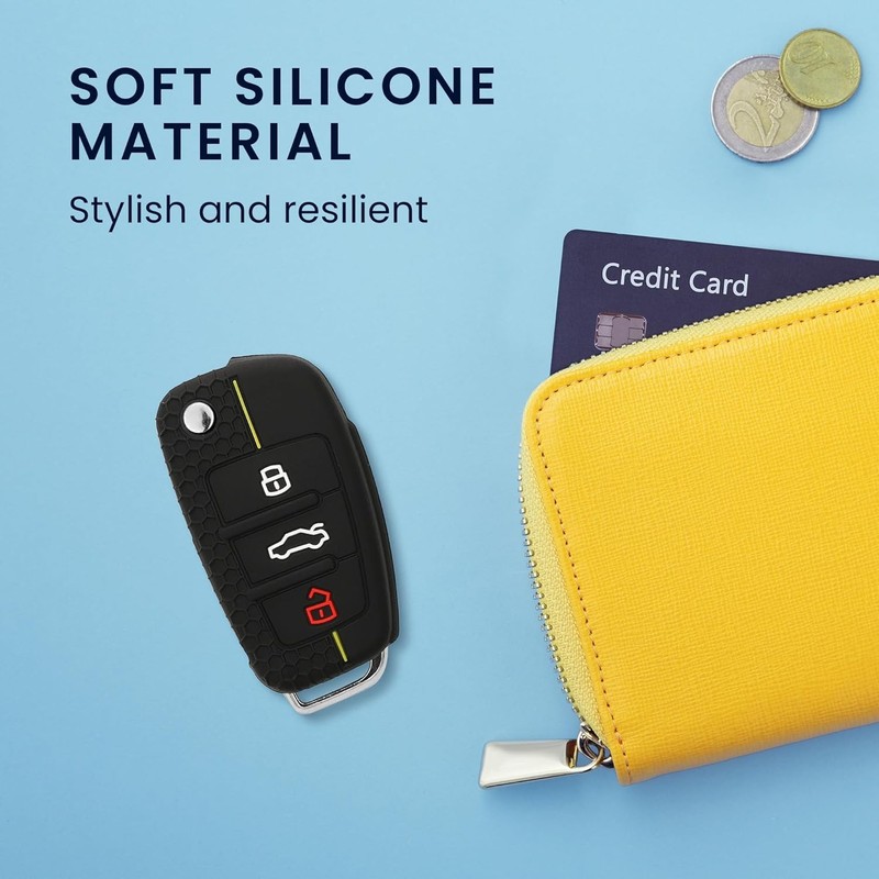 Car Key Cover Compatible with 3 Button Flip Key - Silicone Protectve Car Key Fo gallery