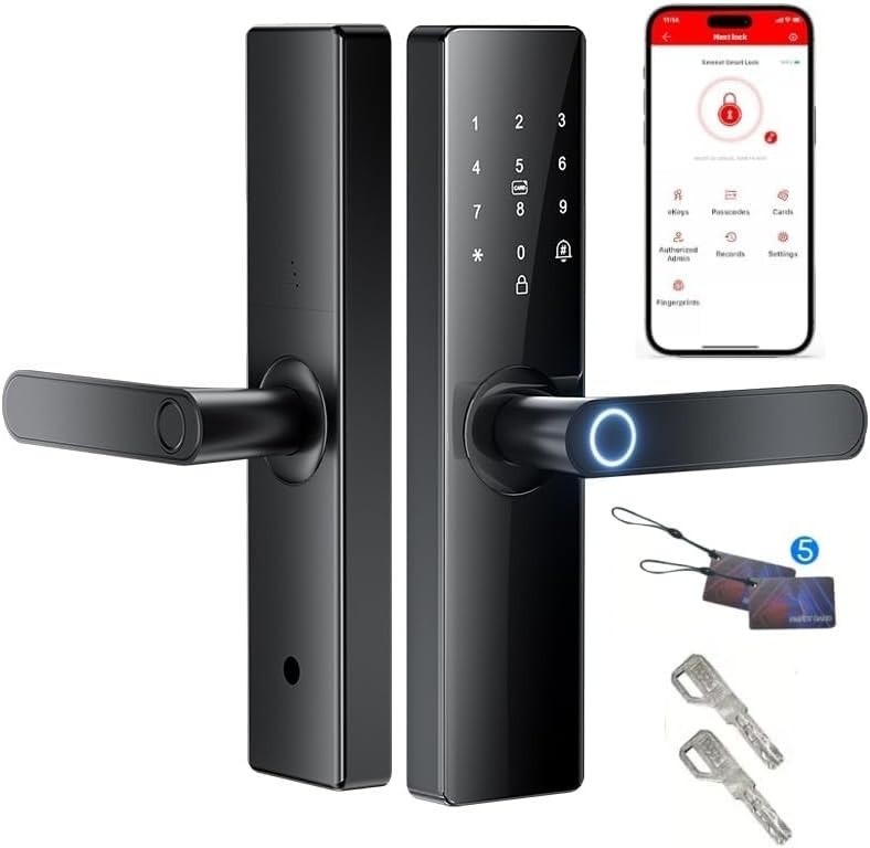 Tuya WiFi Digital Electronic Smart Door Lock, Fingerprint, Card, Password, Key