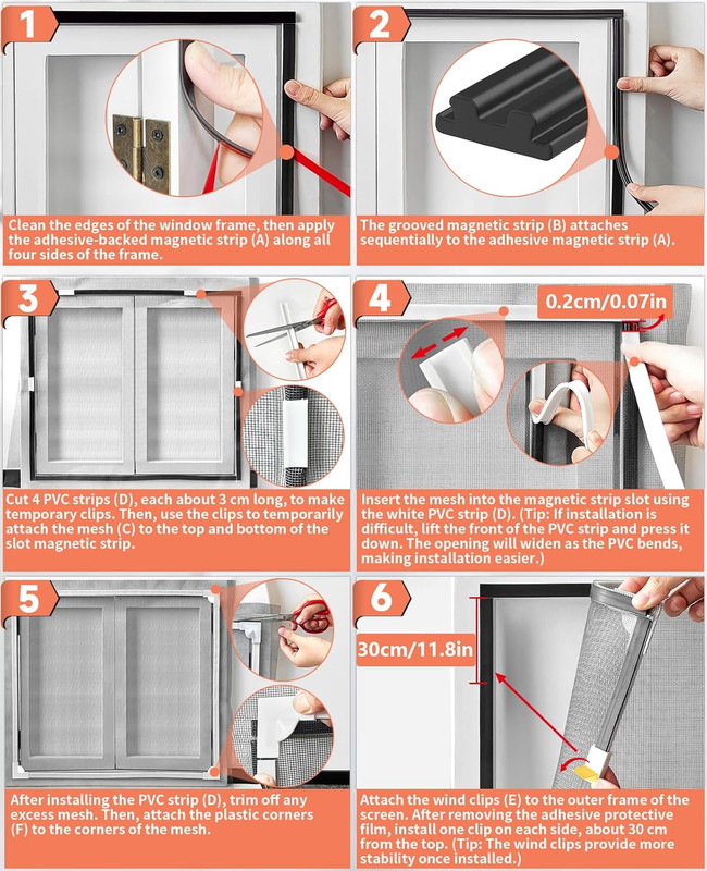 Magnetic Window Screen Adjustable DIY Window Net Max 47” X 51” Fiberglass Screen gallery