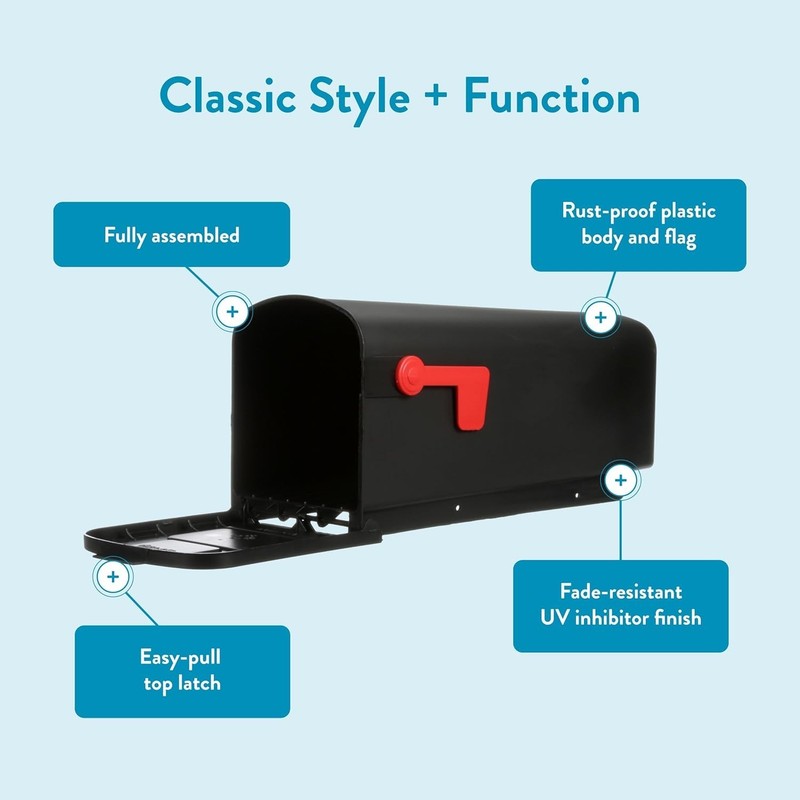 Parsons Black Rust-Proof Post Mounted Mailbox - USPS Approved for Easy Delivery gallery